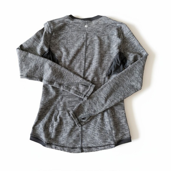 Lululemon Think Fast Long Sleeve Shirt Women's 6 Gray Heather Thumbholes Run Gym - Picture 2 of 6